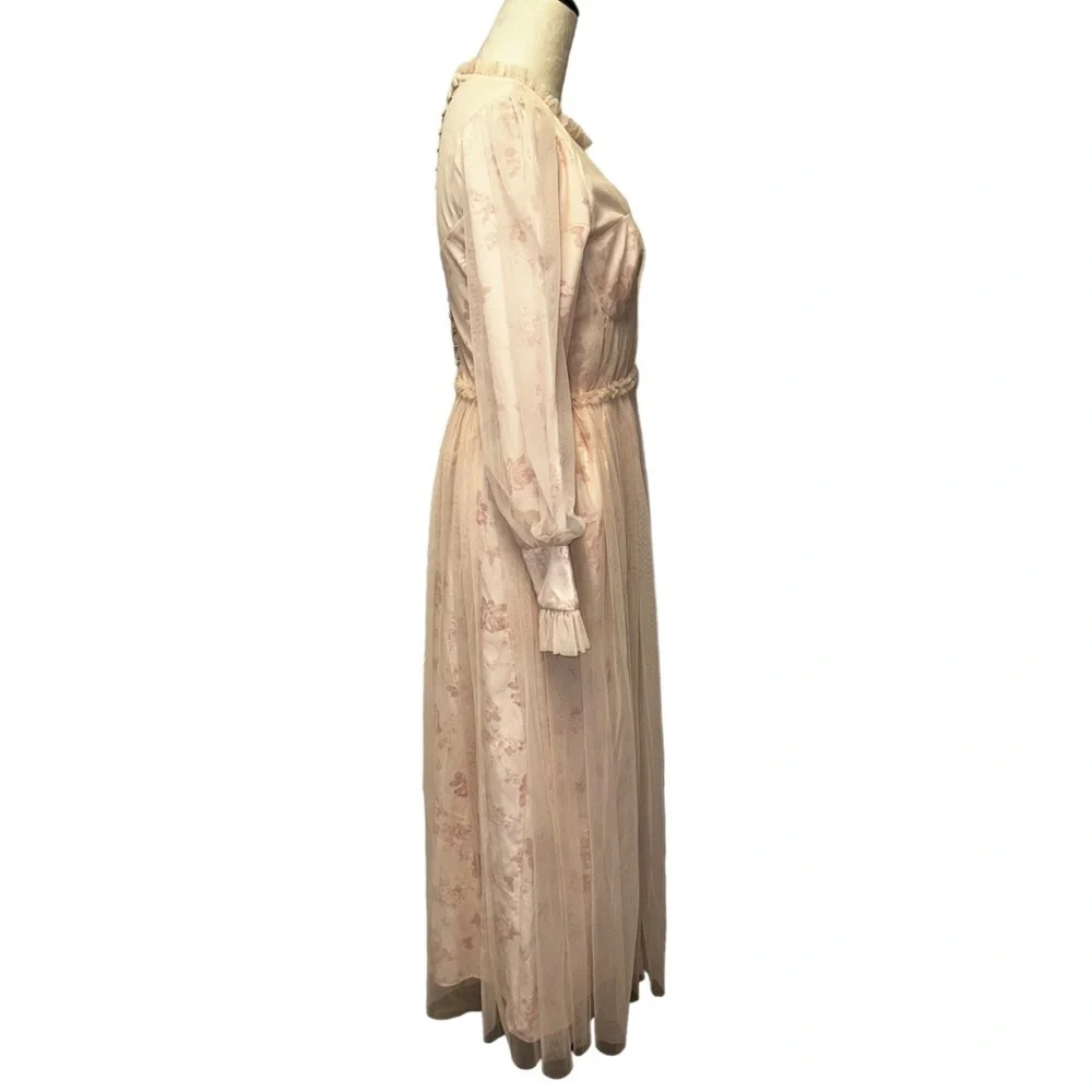 Ivy City Co Blush Pink Floral Tulle Maxi Dress - Picture 7 of 16